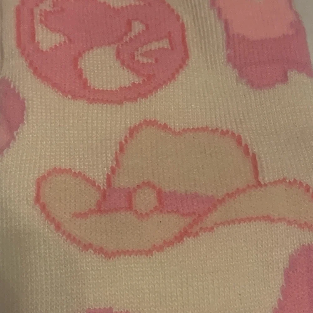 CUTE NEW BARBIE Pink and Cream Crew Socks cowgirl hat and cowboy boot print NWT